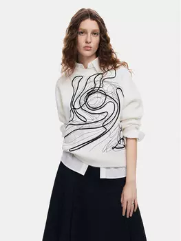 Пуловер свободного кроя Desigual, белый