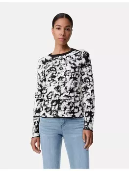 Пуловер TAIFUN Langarm Rundhals, цвет offwhite gemustert