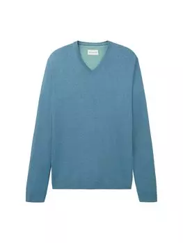 Пуловер Tom Tailor BASIC V NECK KNIT, синий