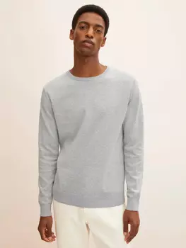 Пуловер Tom Tailor Feinstrick Basic Rundhals Sweater, светло серый