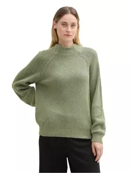 Пуловер Tom Tailor Pullover KNIT PLATED RIB, зеленый