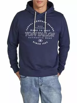 Пуловер Tom Tailor Pullover Printed Hoodie, синий