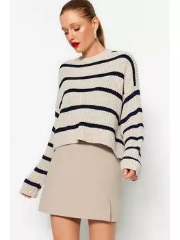 Пуловер trendyol Pullover, цвет Beige/Dunkelblau