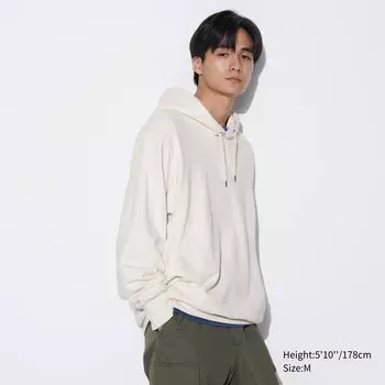 Пуловер Uniqlo с капюшоном, молочный
