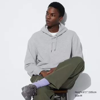 Пуловер Uniqlo с капюшоном, серый