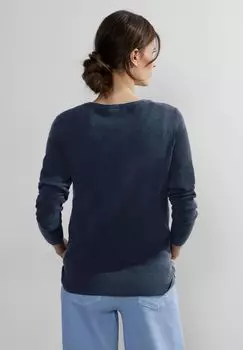Пуловер, V-образный вырез, разделительный шов, женский CECIL, цвет Casual Denim