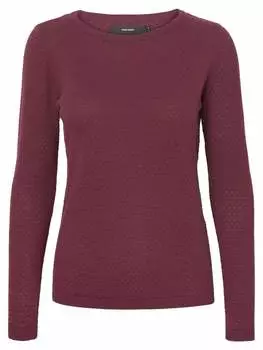 Пуловер Vero Moda Feinstrick Pullover Struktur Rundhals Longsleeve VMCARE, цвет Weinrot