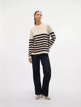 Пуловер Vero Moda Pullover, цвет Beige/Schwarz