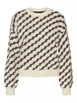 Пуловер Vero Moda Pullover, цвет Creme/Braun