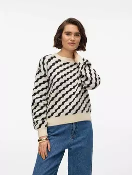 Пуловер Vero Moda Pullover, цвет Creme/Schwarz