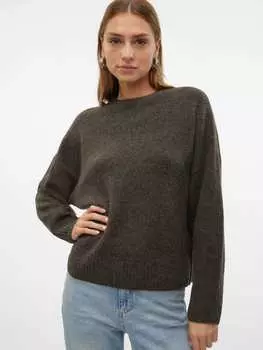 Пуловер Vero Moda Strickpullover loose fit Rundhals tiefe Schultern, коричневый