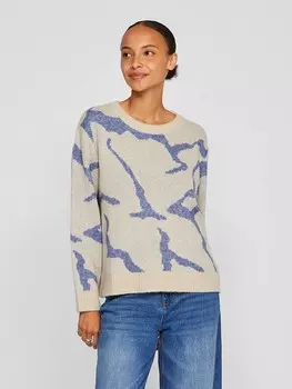 Пуловер Vila Pullover, цвет Creme/Blau