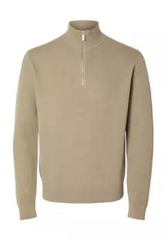 Пуловер, воротник стойка, натуральный хлопок, мужской SELECTED, цвет 187822 Kelp