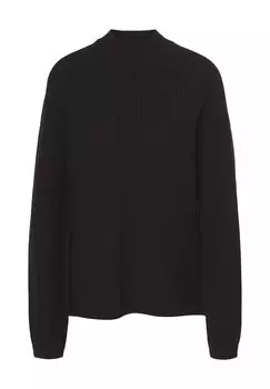 Пуловер, воротник стойка, однотонный, женский Adagio, черный