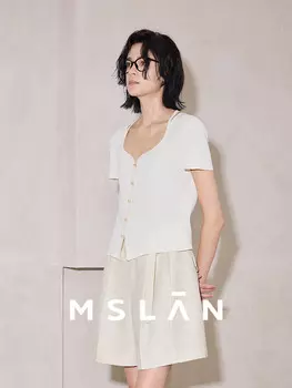 Пуловер вязаный MSlan с короткими рукавами, черный