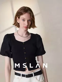 Пуловер женская Mslan с пышными рукавами, миндальный