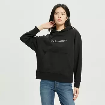Пуловер женский Calvin Klein с капюшоном и вышитыми буквами, оранжевый