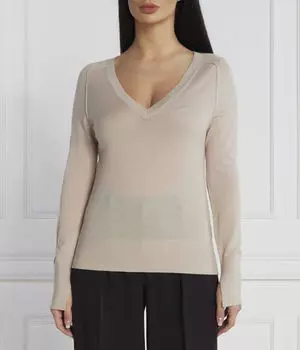 Пуловер женский Calvin Klein шерстяной тонкий, бежевый