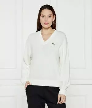 Пуловер женский Lacoste с логотипом бренда, экрю
