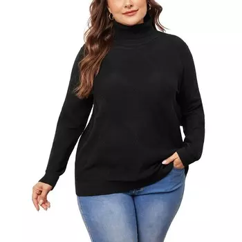 Пуловеры больших размеров для женщин, легкая водолазка с длинными рукавами, новинка, свитер Agnes Orinda, черный