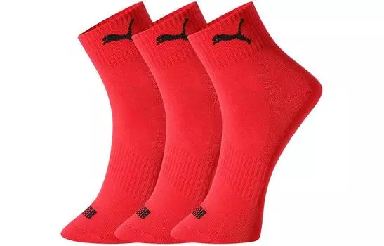 PUMA Гольфы унисекс, 3 пары, красные