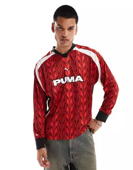 PUMA – красная футбольная футболка с длинными рукавами