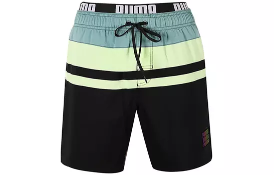 Puma Мужские пляжные шорты, цвет Black and green stitching color