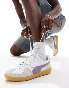 PUMA Palermo – бело-фиолетовые кожаные кроссовки