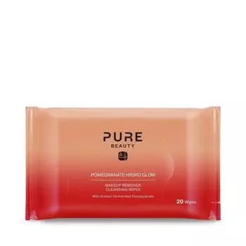 Pure Beauty Очищающие салфетки для снятия макияжа Pomegranate Hydro Glow, 20 шт