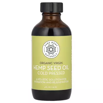 Pure Body Naturals, Органическое масло семян конопли первого отжима, 118 мл (4 жидк. унц.)