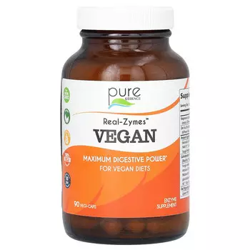 Pure Essence, Real-Zymes, веганский продукт, 90 растительных капсул