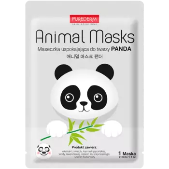 Purederm Animal Masks Panda успокаивающая маска для лица, 1 шт.