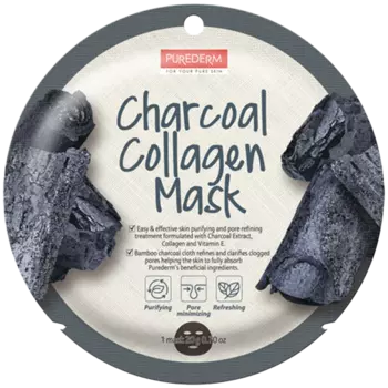Purederm Charcoal Collagen очищающая и освежающая маска для лица, 18 г