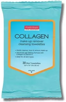 Purederm, Коллагеновые салфетки для снятия макияжа, 30 шт
