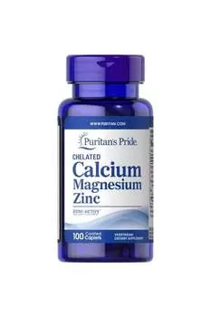 Puritan's Pride, Хелатный кальций, магний, цинк, 100 таблеток