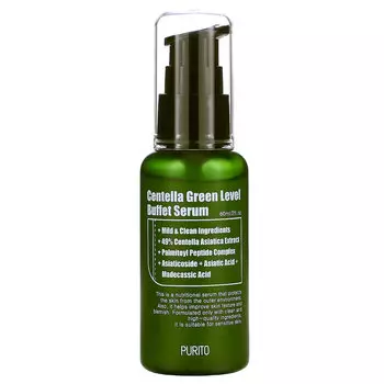 Purito, Centella Green Level Buffet Serum, питательная сыворотка с готу колой, 60 мл (2 жидк. унции)