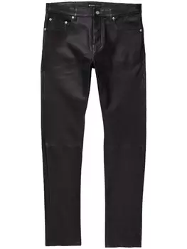 Purple Brand кожаные брюки скинни P001, черный