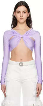 Пурпурная футболка с длинным рукавом с драпировкой Coperni