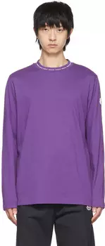 Пурпурная хлопковая футболка с длинным рукавом Moncler