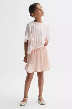 Пурпурная плиссированная юбка с атласной отделкой Reiss, розовый