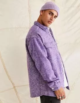 Пурпурная рубашка свободного кроя с узором \"елочка\" в стиле 90-х ASOS DESIGN