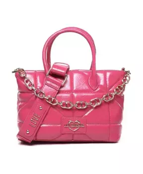 Пурпурная сумочка с мягкой подкладкой и цепочками Love Moschino, розовый