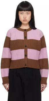 Пурпурно-коричневый кардиган из лисохвоста YMC