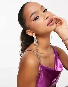 Пурпурное атласное мини-платье-комбинация с воротником-хомутом Urban Revivo