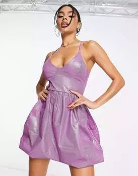 Пурпурное мини-платье с блестками ASYOU