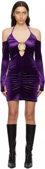 Пурпурное мини-платье со складками Versace Jeans Couture
