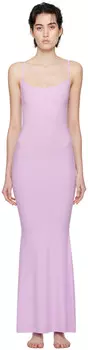 Пурпурное мягкое длинное платье-комбинация Lounge Skims