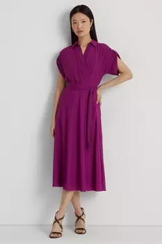 Пурпурное платье из крепа Fratillo с поясом Lauren Ralph Lauren, фиолетовый