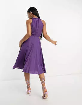 Пурпурное платье миди с вырезом и вырезом Morgan