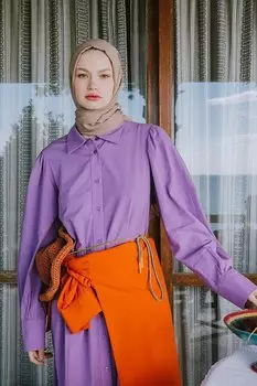 Пурпурное платье-рубашка из 100 % хлопка со сборками ALL DAY